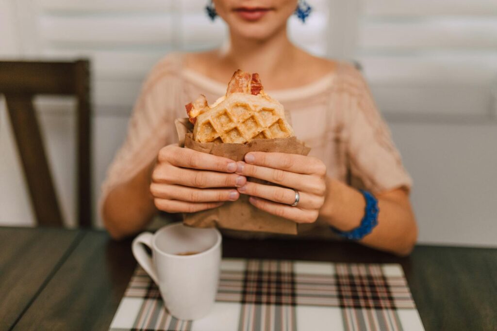 How to Make a Mini Waffle Iron Breakfast with Steak and Eggs